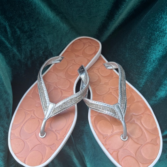 Coach Laurel Metallic White Sandals - Picture 7 of 12